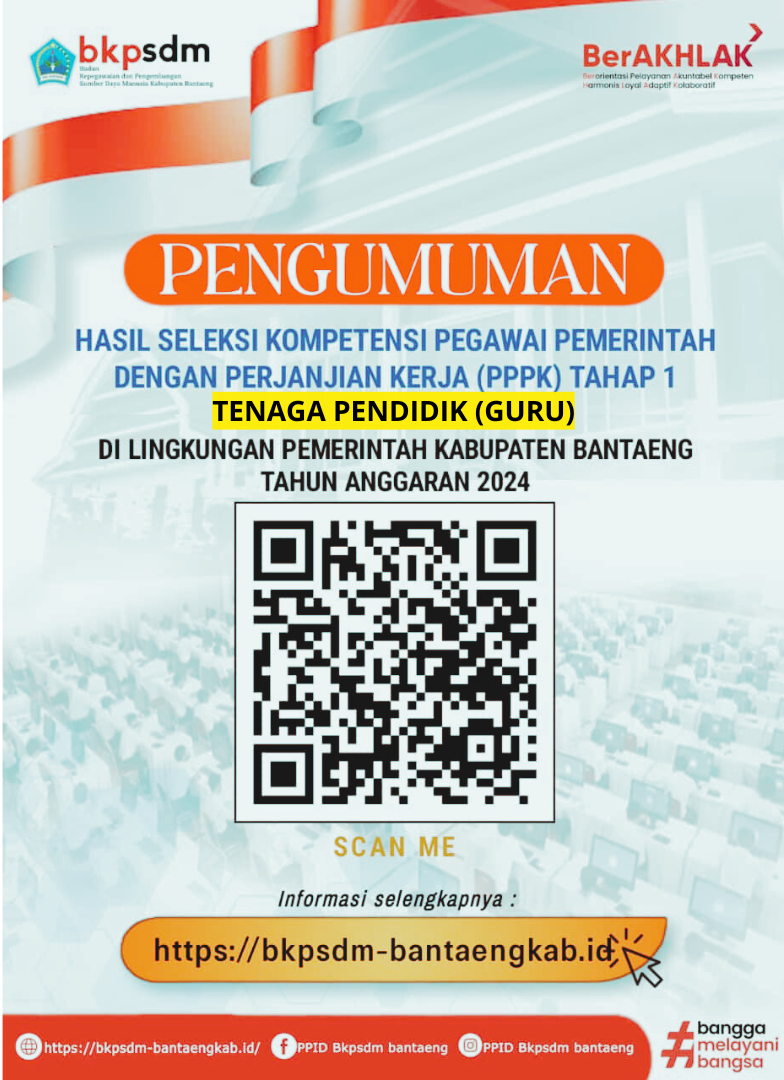 Pengumuman Hasil Seleksi Kompetensi PPPK Tahap I Tahun 2024 (Tenaga Pendidik / Guru)
